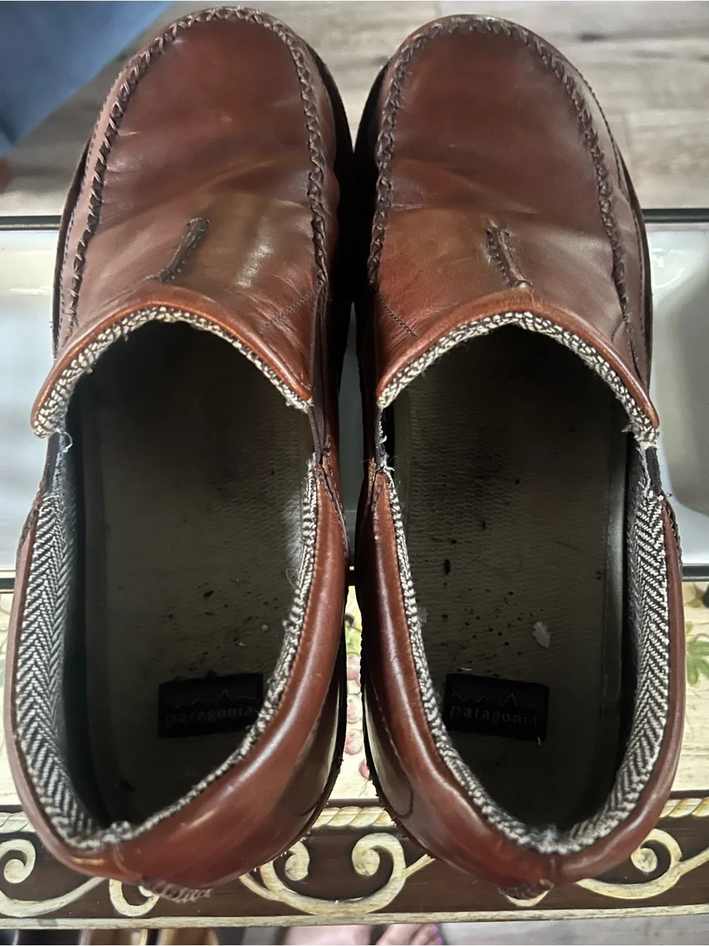 Patagonia Pau Walnut Leather Slip on Loafers
